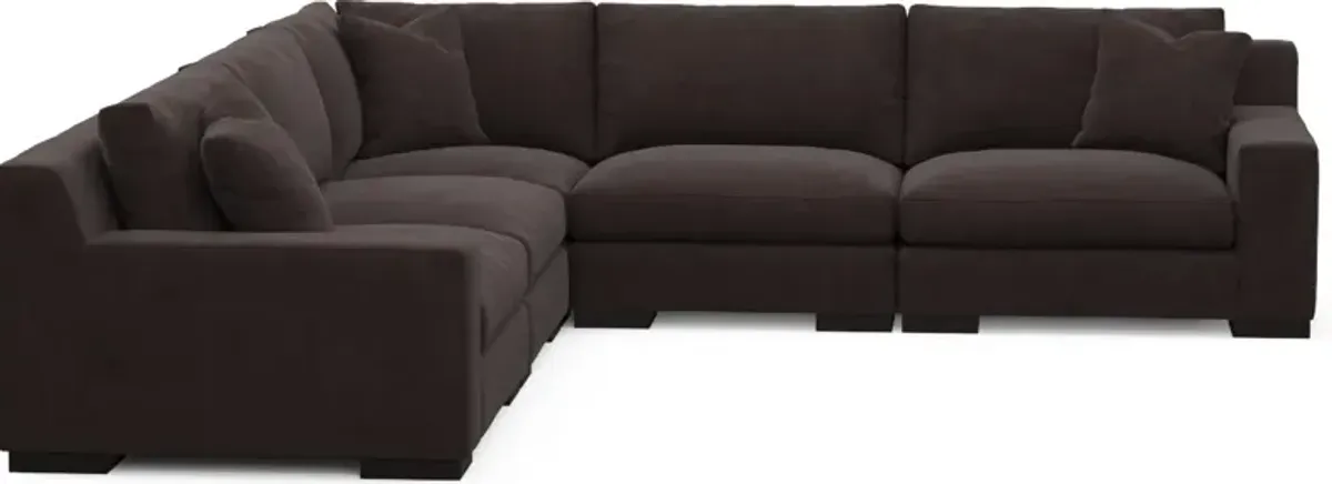 Bondi Foam Comfort 5-Piece Sectional - Merrimac Dark Brown