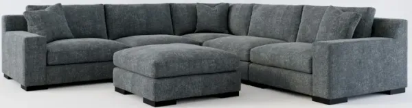 Bondi Foam Comfort 5-Piece Sectional and Ottoman - Contessa Shadow