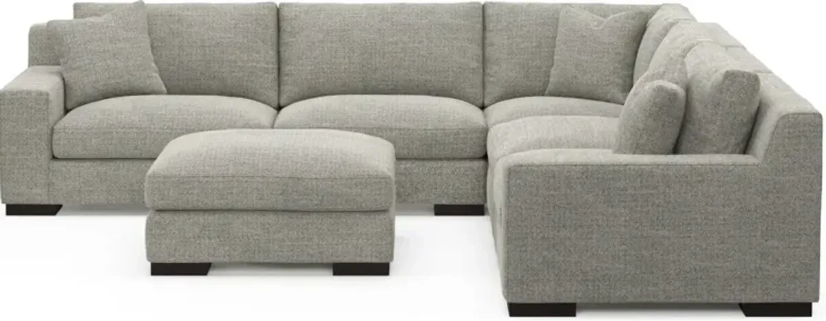 Bondi Foam Comfort 5-Piece Sectional and Ottoman - Pandora Pepper