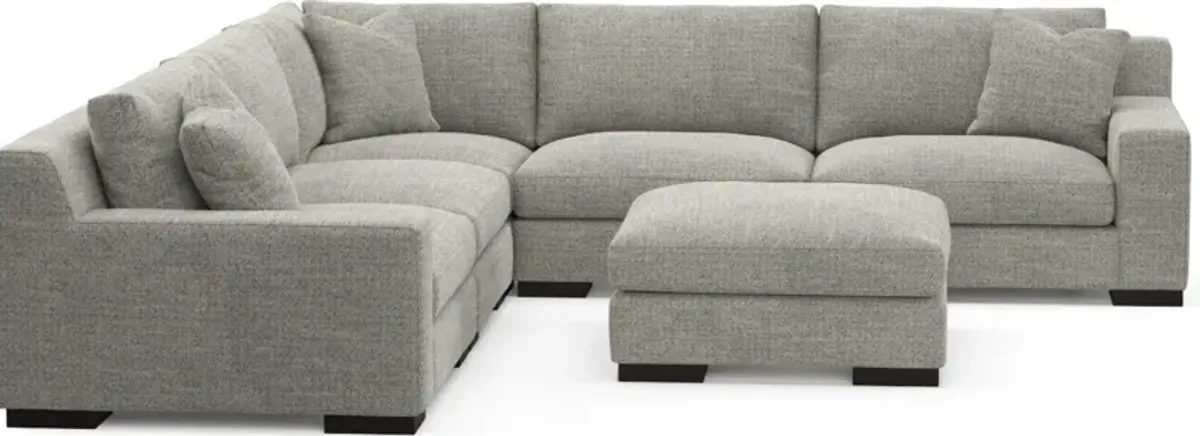 Bondi Foam Comfort 5-Piece Sectional and Ottoman - Pandora Pepper