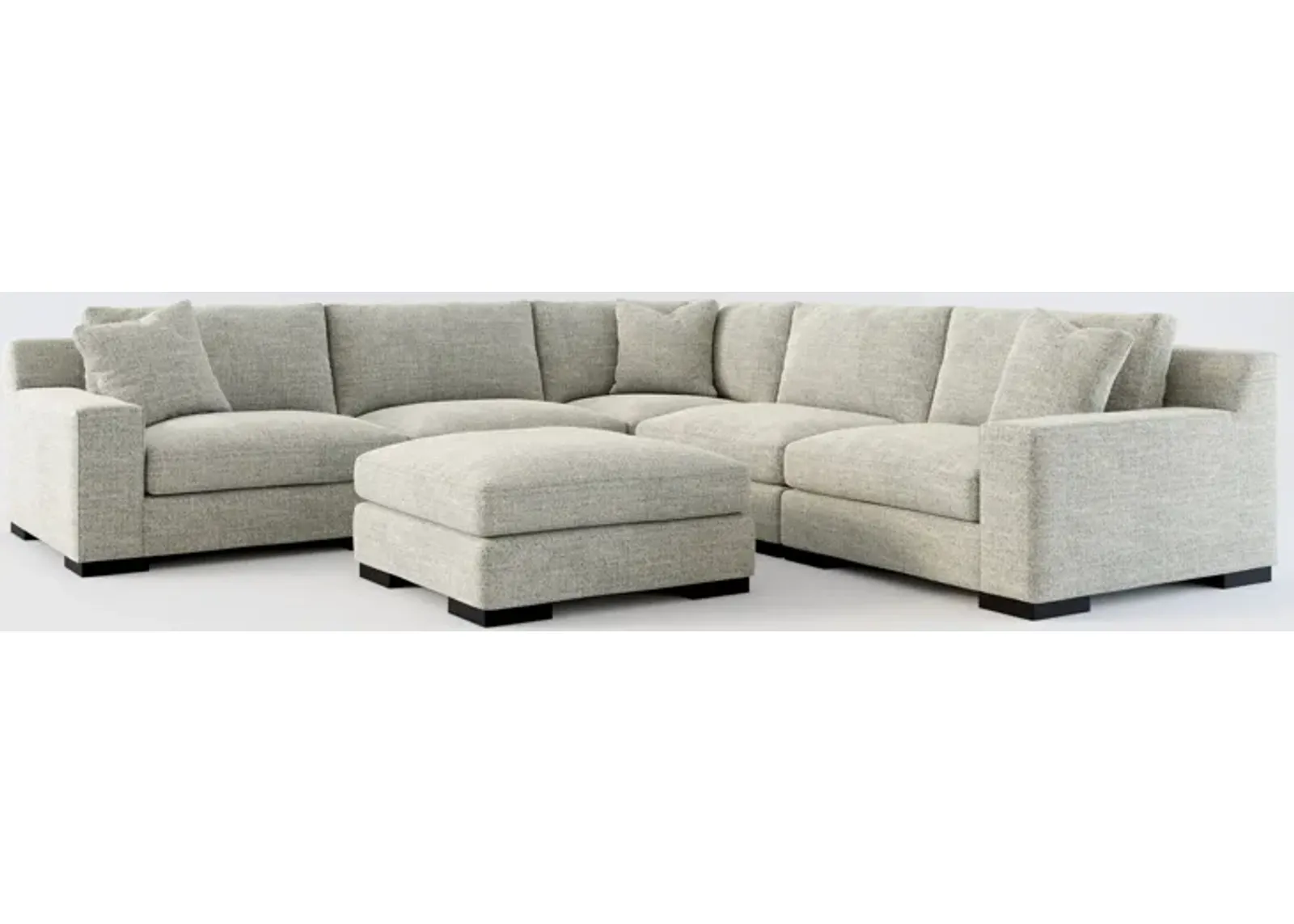 Bondi Foam Comfort 5-Piece Sectional and Ottoman - Pandora Pepper