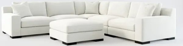Bondi Foam Comfort 5-Piece Sectional and Ottoman - Oslo Snow