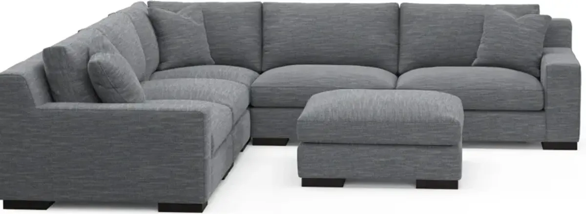 Bondi Foam Comfort 5-Piece Sectional and Ottoman - Dudley Indigo