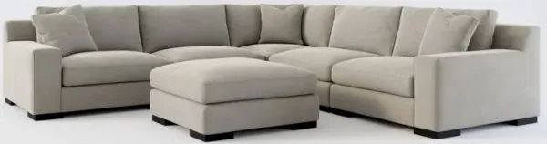 Bondi Foam Comfort 5-Piece Sectional and Ottoman - Abington Fog