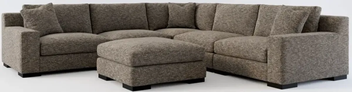 Bondi Foam Comfort 5-Piece Sectional and Ottoman - M Walnut