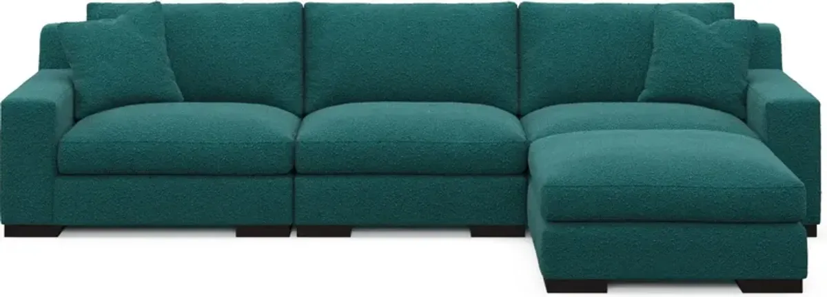 Bondi Hybrid Comfort 3-Piece Sofa and Ottoman - Bloke Peacock