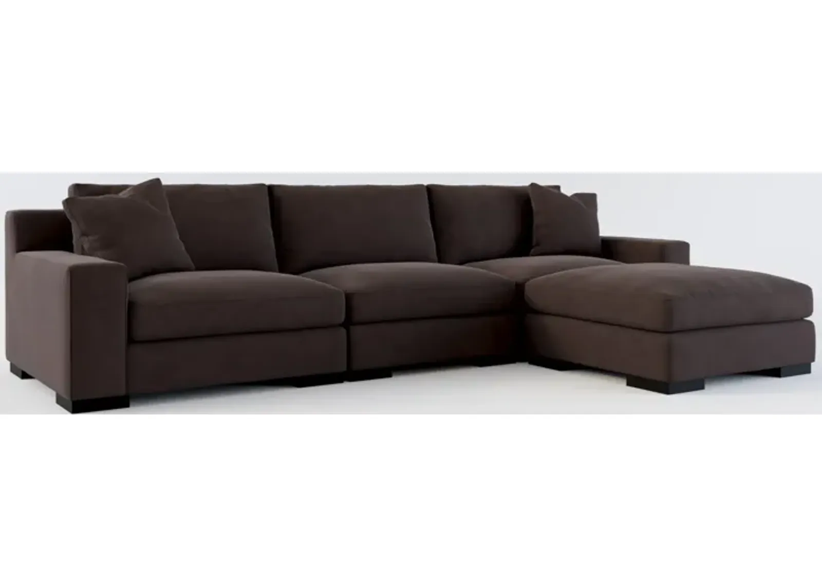 Bondi Hybrid Comfort 3-Piece Sofa and Ottoman - Merrimac Dark Brown