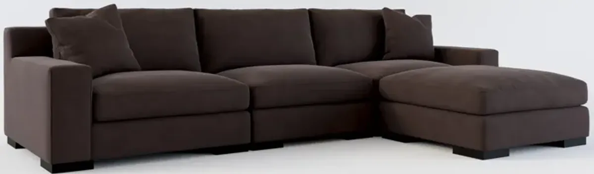 Bondi Hybrid Comfort 3-Piece Sofa and Ottoman - Merrimac Dark Brown