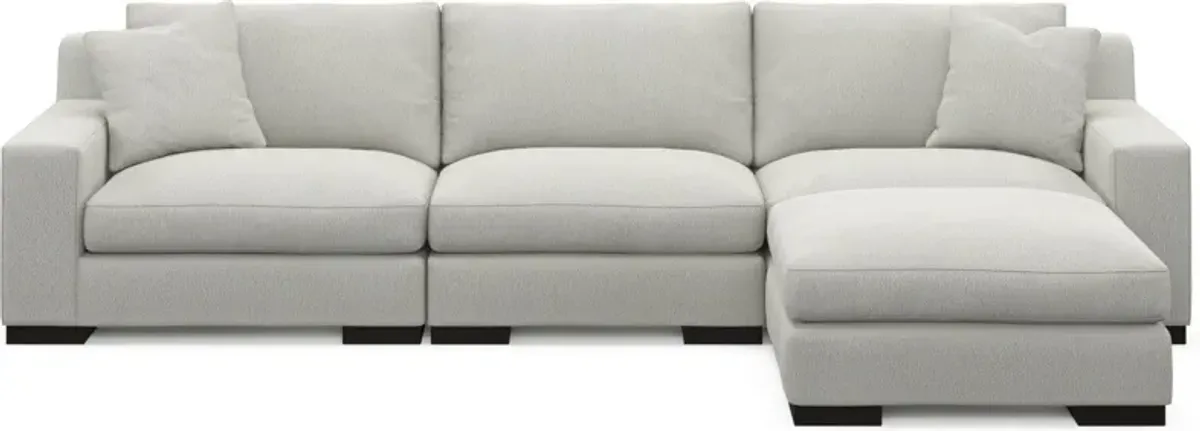 Bondi Hybrid Comfort 3-Piece Sofa and Ottoman - Oslo Snow