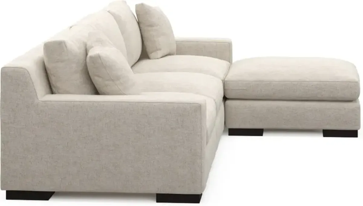 Bondi Hybrid Comfort 3-Piece Sofa and Ottoman - M Ivory