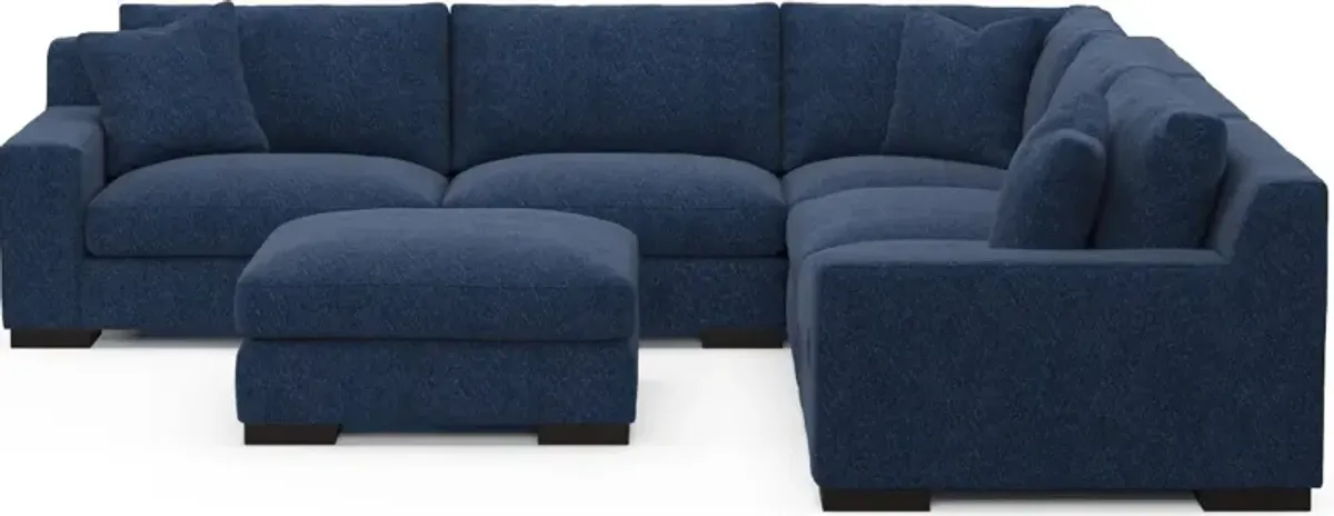 Bondi Hybrid Comfort 5-Piece Sectional and Ottoman - Oslo Navy