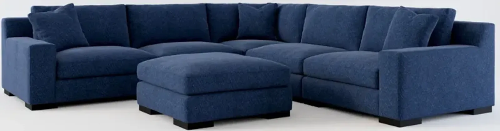 Bondi Hybrid Comfort 5-Piece Sectional and Ottoman - Oslo Navy