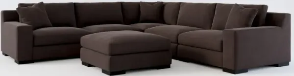 Bondi Hybrid Comfort 5-Piece Sectional and Ottoman - Merrimac Dark Brown
