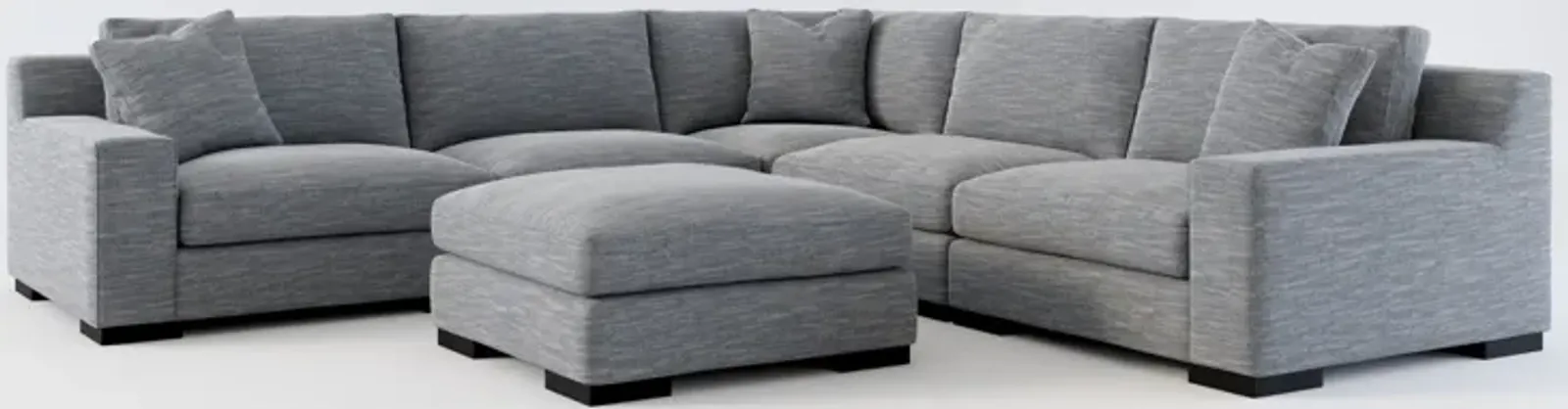 Bondi Hybrid Comfort 5-Piece Sectional and Ottoman - Dudley Indigo