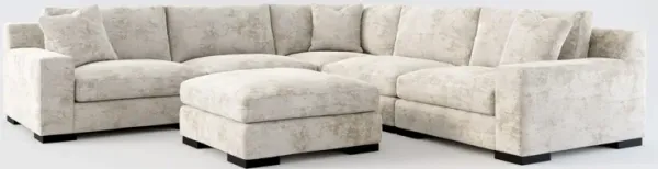 Bondi Hybrid Comfort 5-Piece Sectional and Ottoman - Hearth Cement