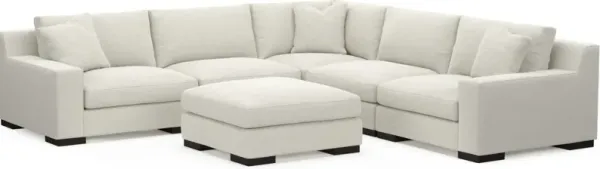 Bondi Hybrid Comfort 5-Piece Sectional and Ottoman - Living Large White