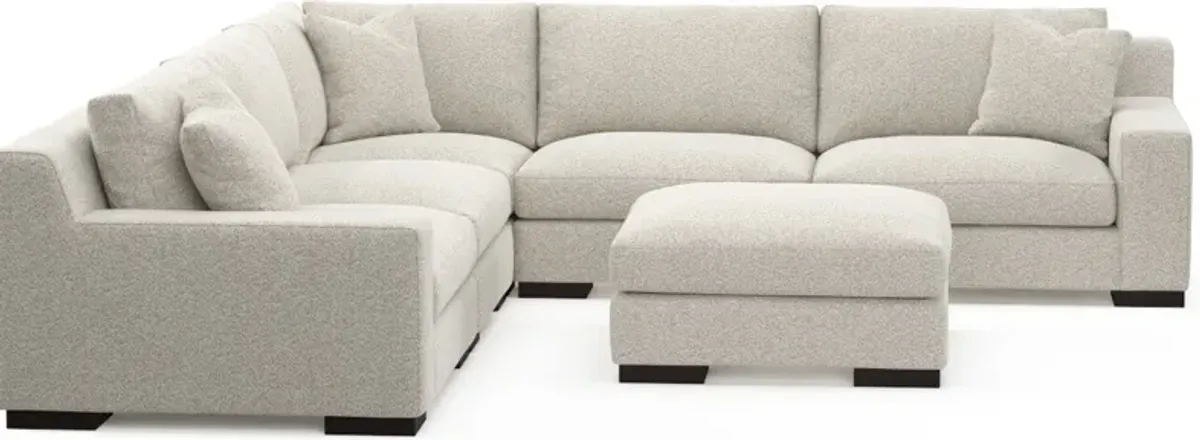 Bondi Hybrid Comfort 5-Piece Sectional and Ottoman - Muse Stone