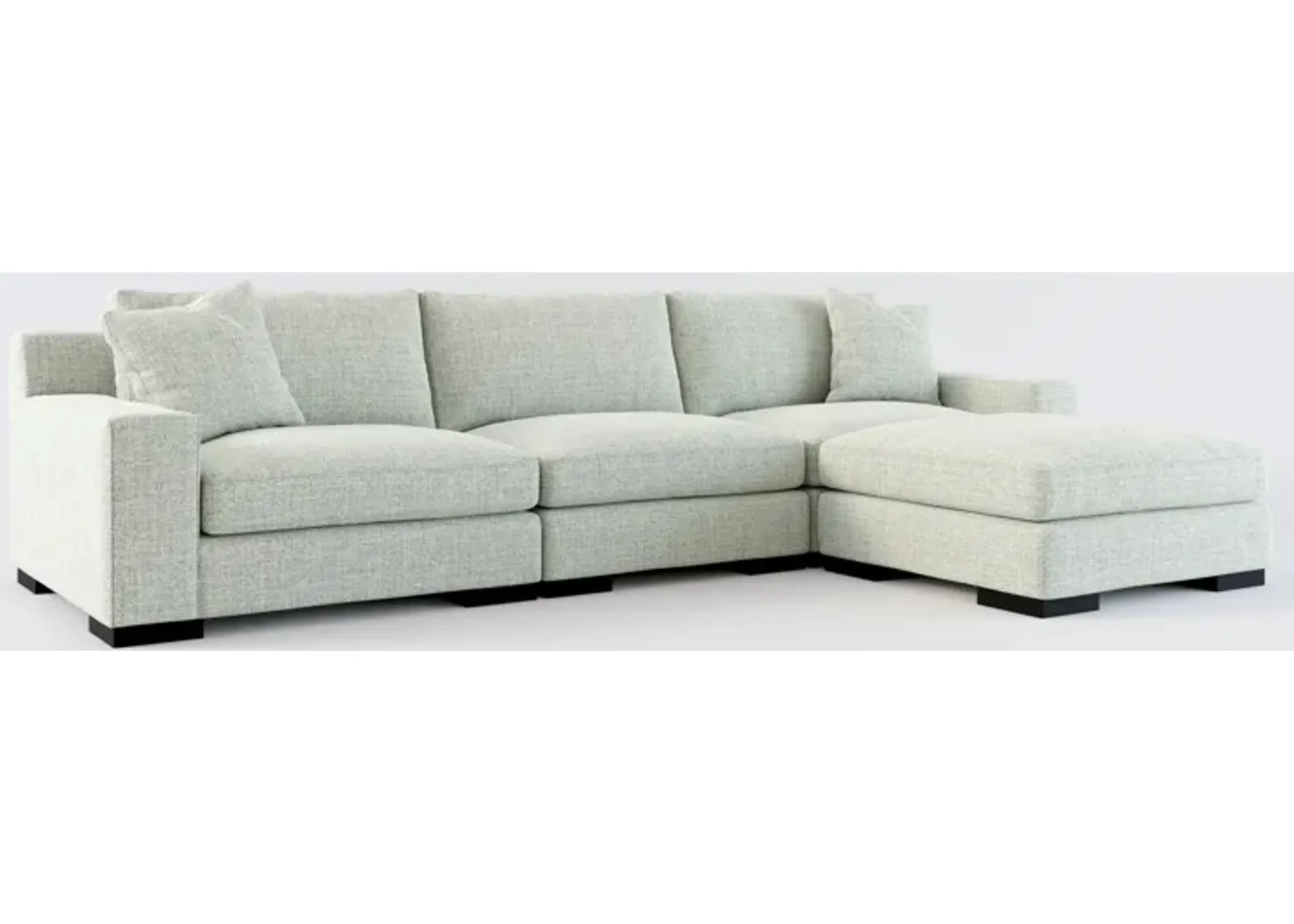 Bondi Foam Comfort 3-Piece Sofa and Ottoman - Broderick Sea Glass