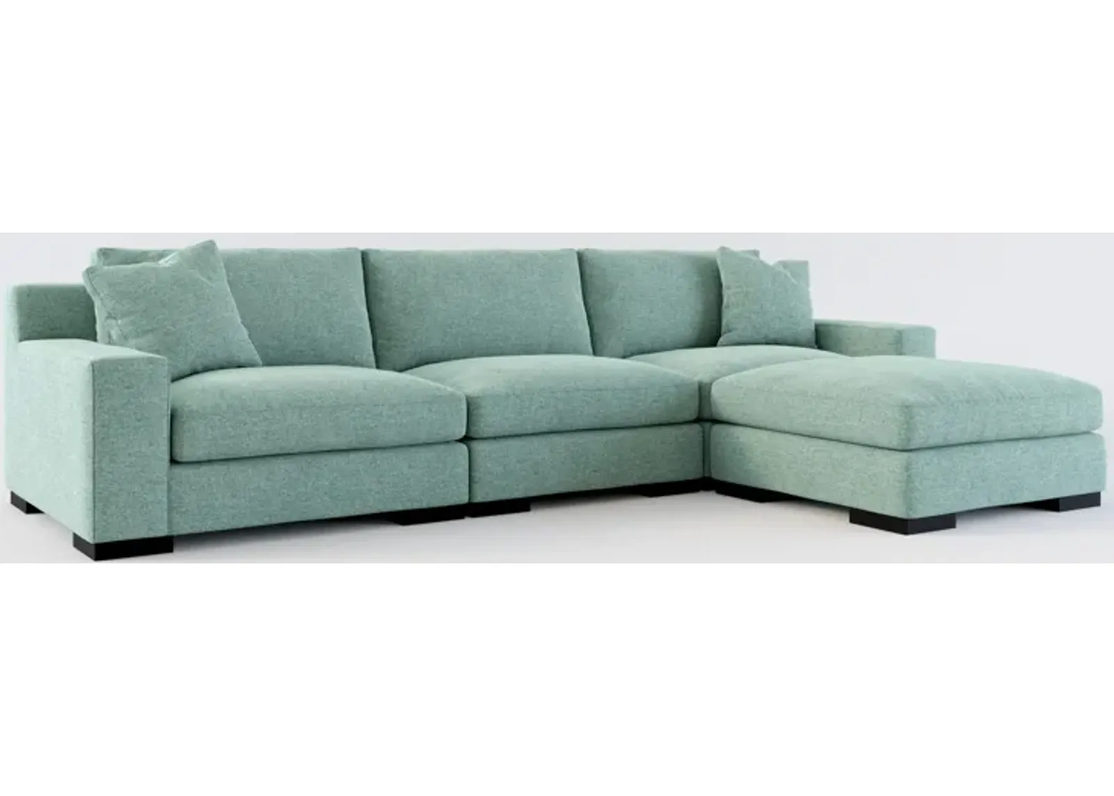 Bondi Foam Comfort 3-Piece Sofa and Ottoman - Bridger Jade