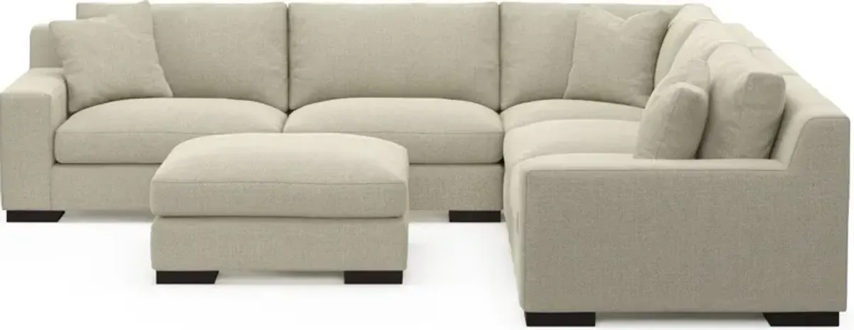 Bondi Foam Comfort 5-Piece Sectional and Ottoman - Broderick Charcoal