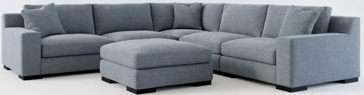 Bondi Foam Comfort 5-Piece Sectional and Ottoman - Bridger Navy