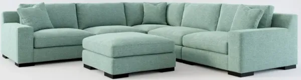 Bondi Foam Comfort 5-Piece Sectional and Ottoman - Bridger Jade