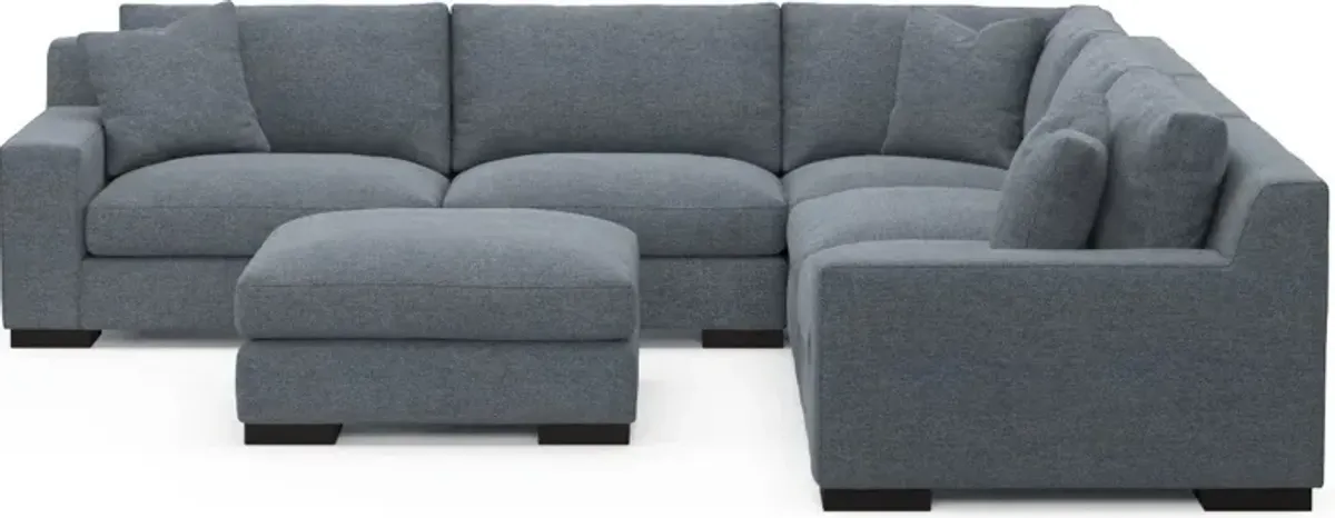 Bondi Hybrid Comfort 5-Piece Sectional and Ottoman - Bridger Navy