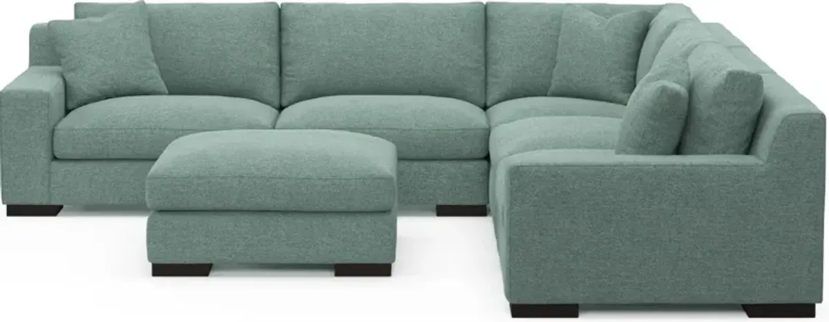 Bondi Hybrid Comfort 5-Piece Sectional and Ottoman - Bridger Jade