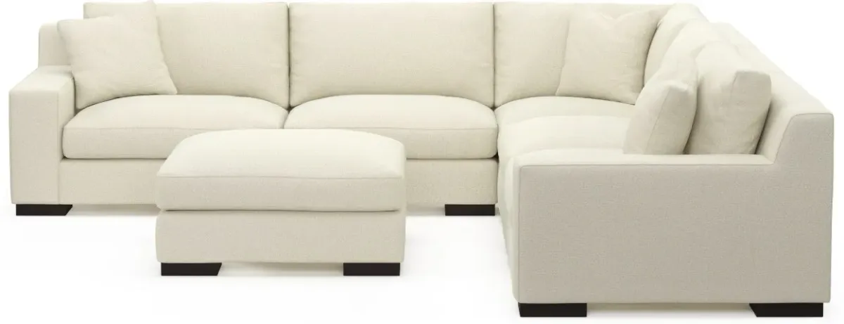 Bondi Hybrid Comfort 5-Piece Sectional and Ottoman - Fincher Ivory