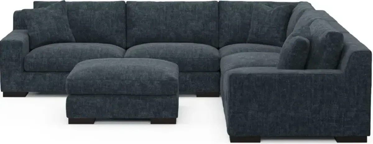 Bondi Hybrid Comfort 5-Piece Sectional and Ottoman - Argo Navy