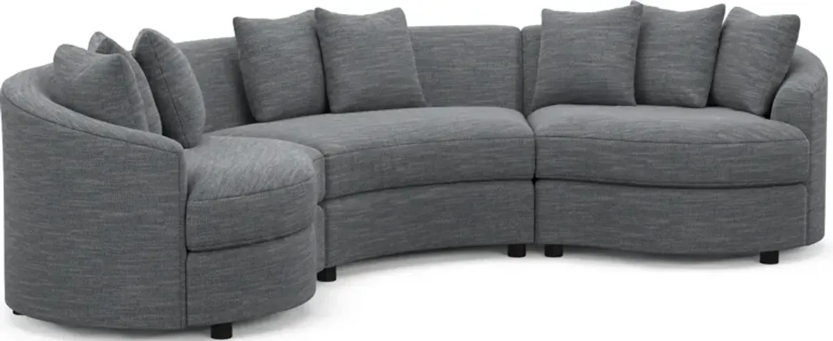 Allegra Foam Comfort 3-Piece Sectional - Dudley Indigo