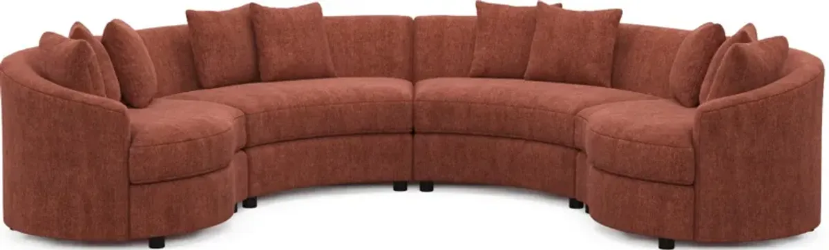 Allegra Foam Comfort 4-Piece Sectional - Contessa Paprika