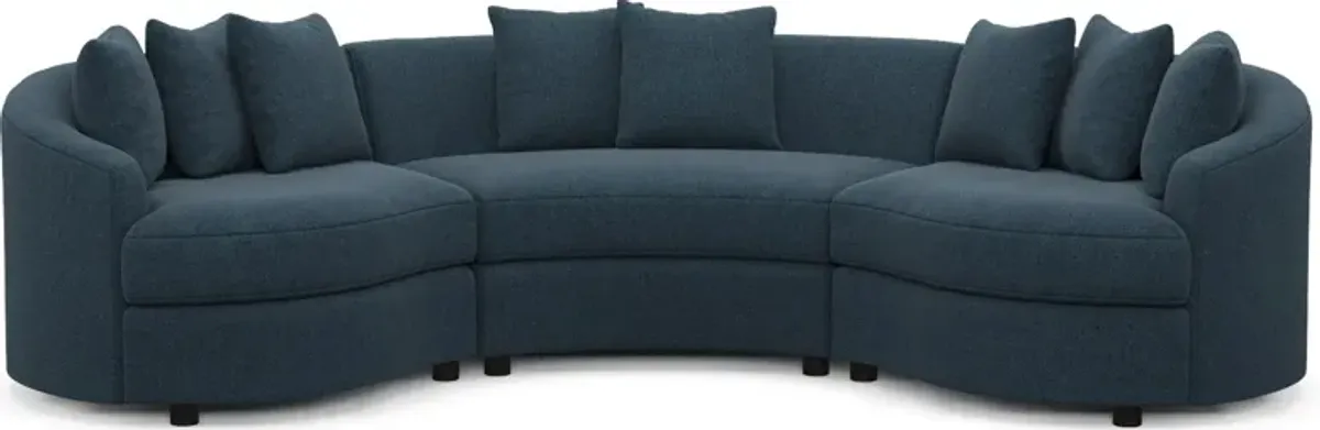 Allegra Foam Comfort 3-Piece Sectional - Broderick Indigo