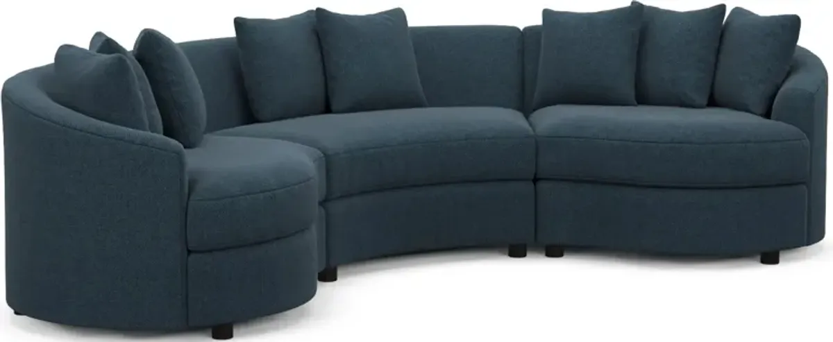 Allegra Foam Comfort 3-Piece Sectional - Broderick Indigo