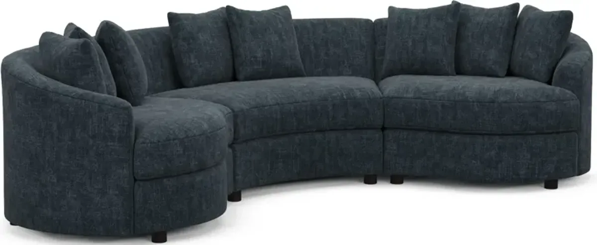 Allegra Foam Comfort 3-Piece Sectional - Argo Navy