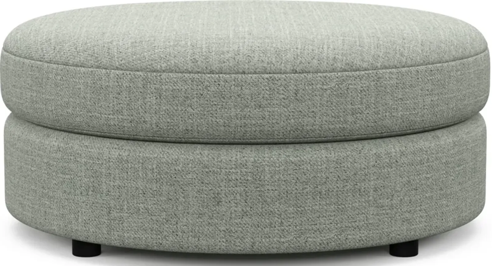 Allegra Foam Comfort Round Ottoman - Broderick Sea Glass