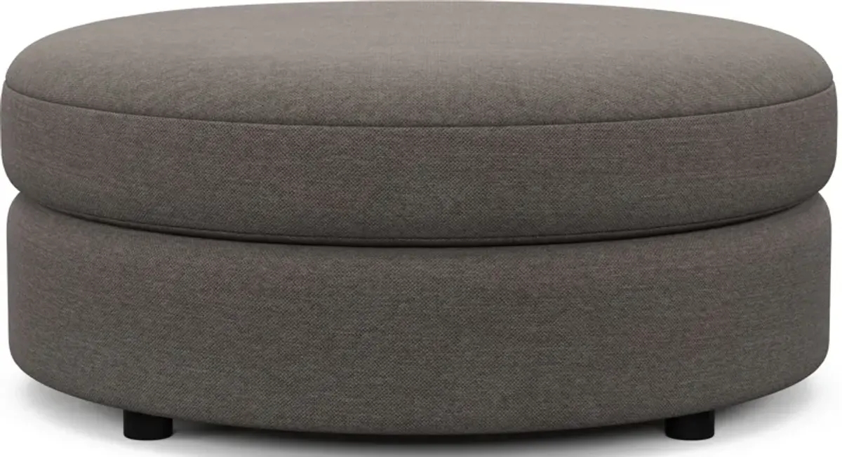 Allegra Foam Comfort Round Ottoman - Presidio Steel