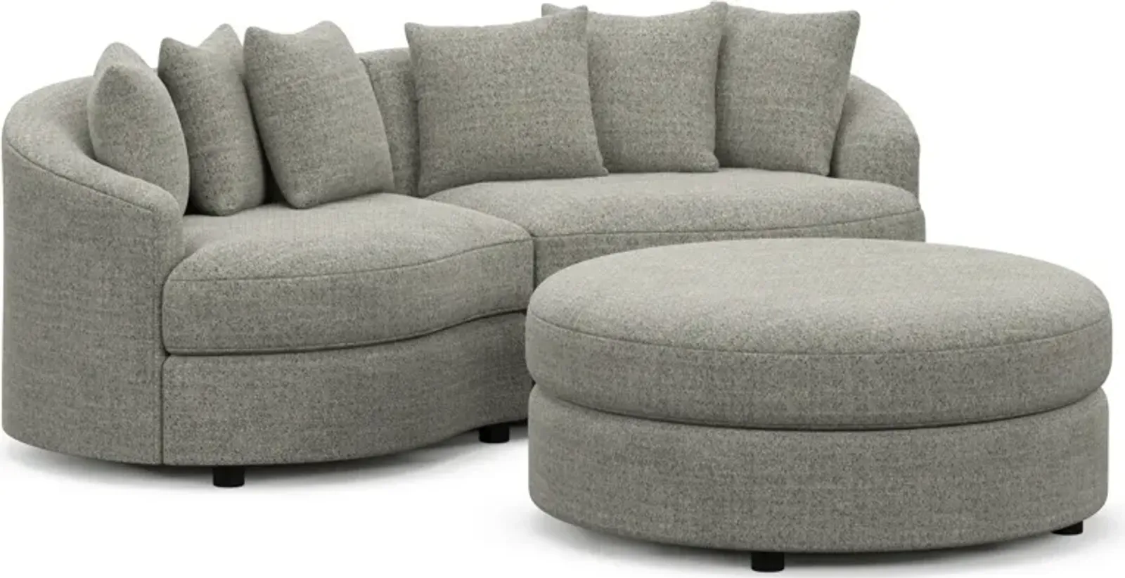 Allegra Foam Comfort 2-Piece Sectional and Ottoman - Pandora Pepper