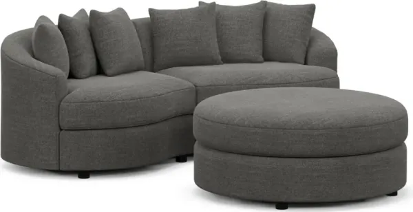 Allegra Foam Comfort 2-Piece Sectional and Ottoman - Curious Charcoal