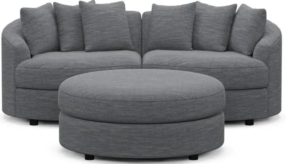 Allegra Foam Comfort 2-Piece Sectional and Ottoman - Dudley Indigo