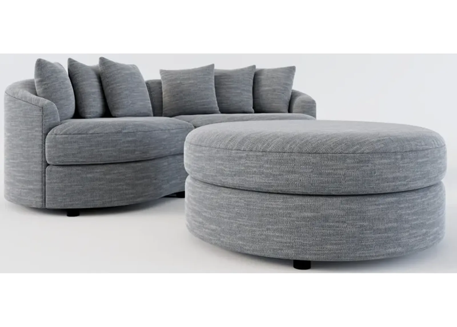 Allegra Foam Comfort 2-Piece Sectional and Ottoman - Dudley Indigo