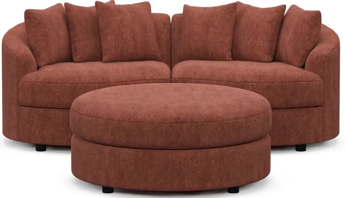 Allegra Foam Comfort 2-Piece Sectional and Ottoman - Contessa Paprika