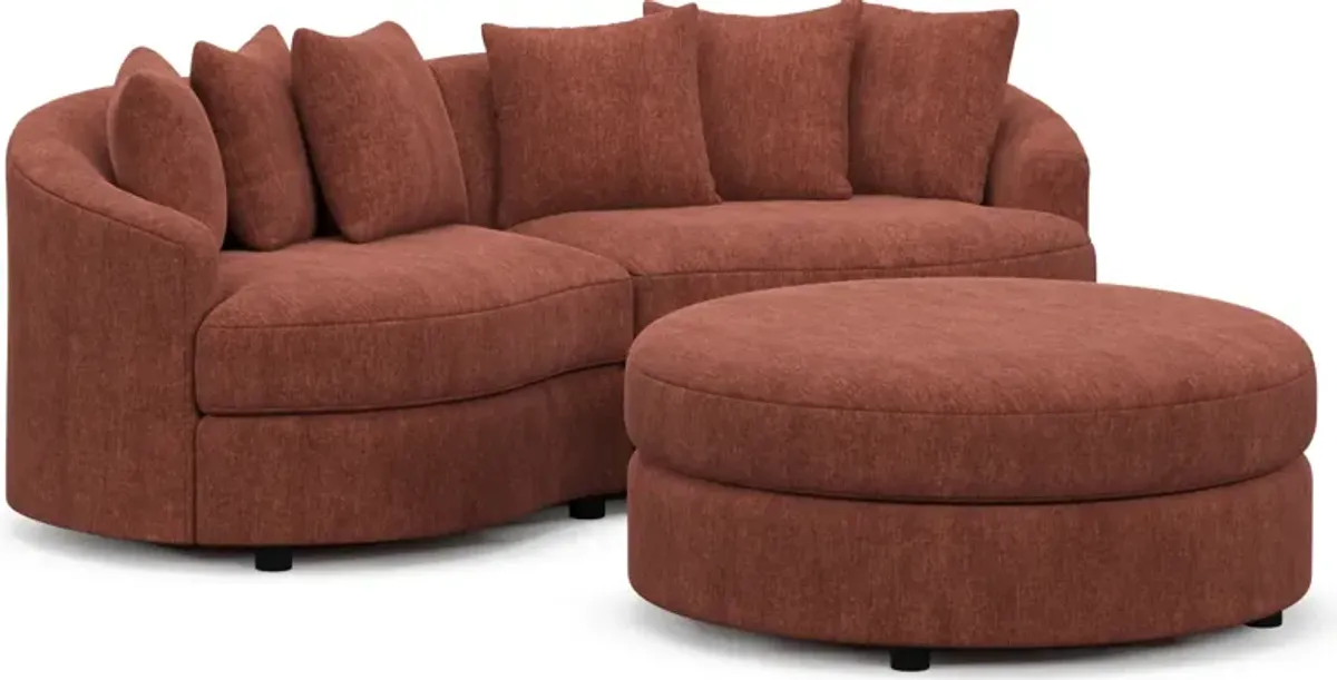Allegra Foam Comfort 2-Piece Sectional and Ottoman - Contessa Paprika