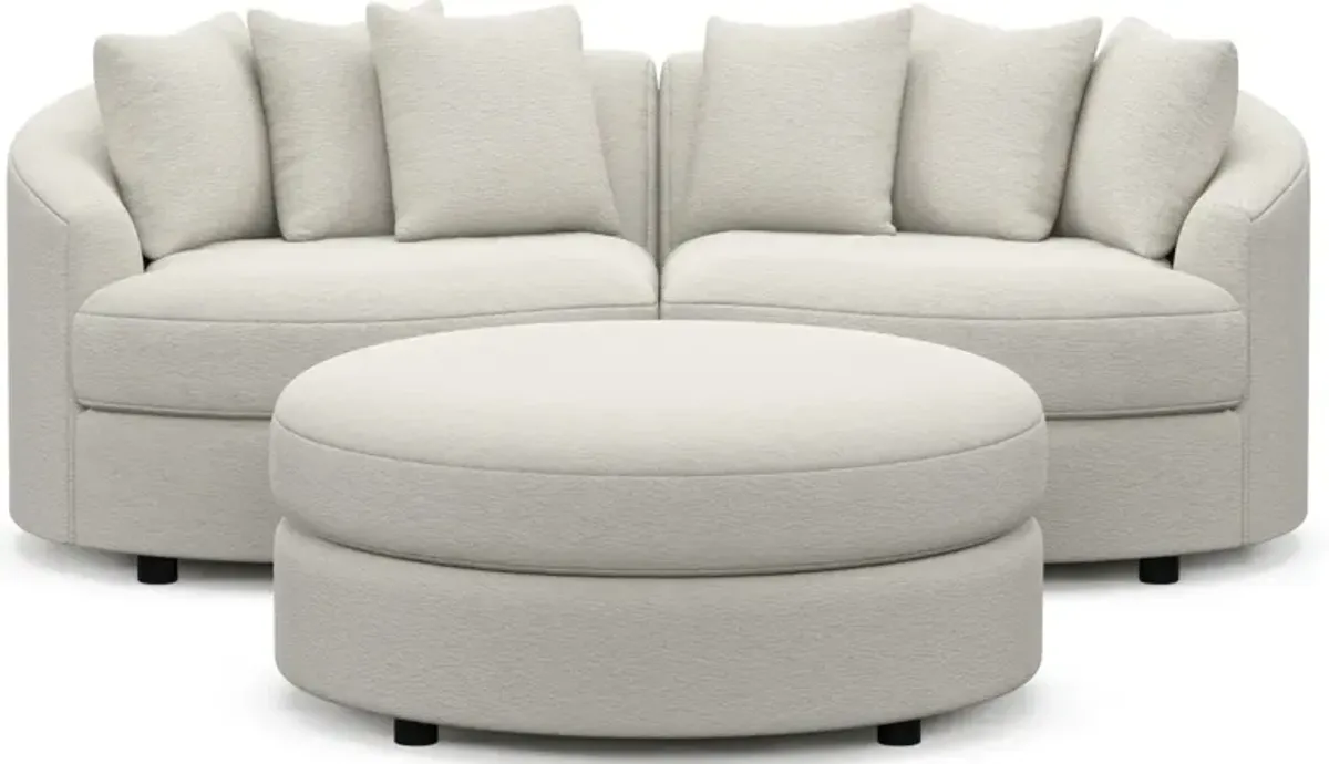 Allegra Foam Comfort 2-Piece Sectional and Ottoman - Living Large White