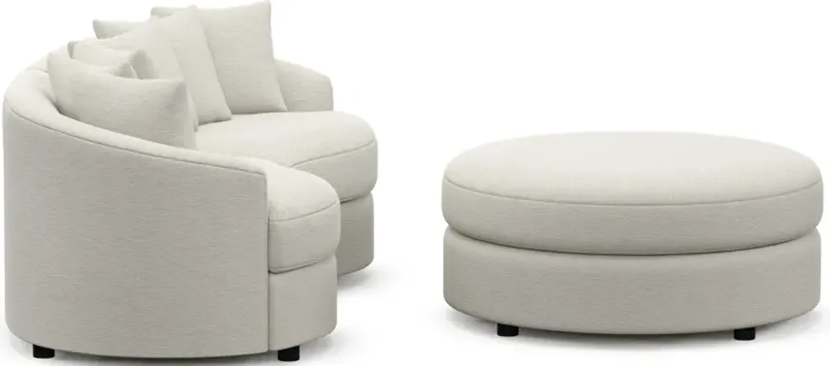 Allegra Foam Comfort 2-Piece Sectional and Ottoman - Living Large White