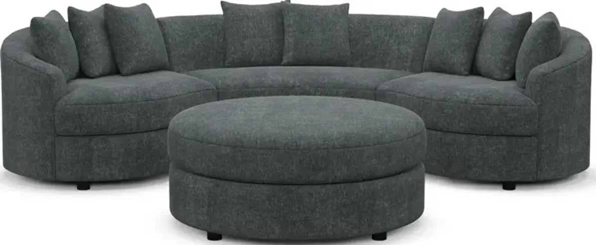 Allegra Foam Comfort 3-Piece Sectional and Ottoman - Contessa Shadow