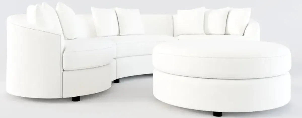 Allegra Foam Comfort 3-Piece Sectional and Ottoman - Contessa Vanilla