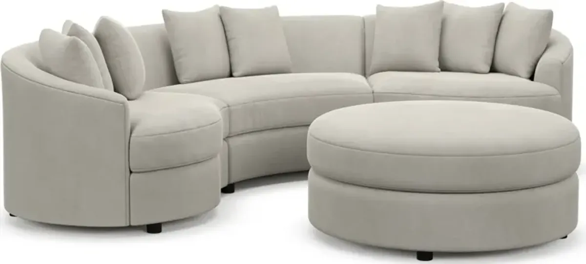 Allegra Foam Comfort 3-Piece Sectional and Ottoman - Laurent Beach