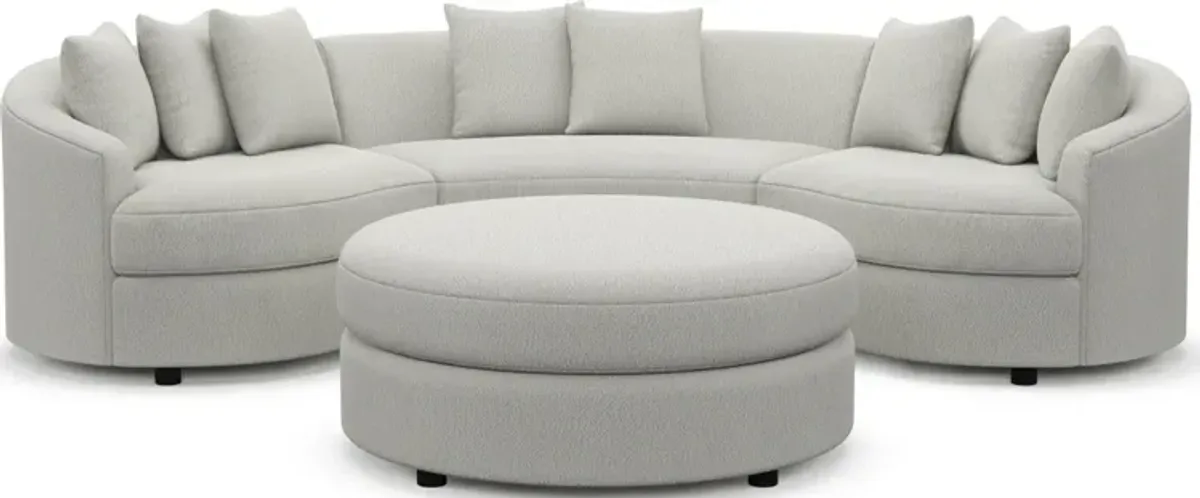 Allegra Foam Comfort 3-Piece Sectional and Ottoman - Oslo Snow