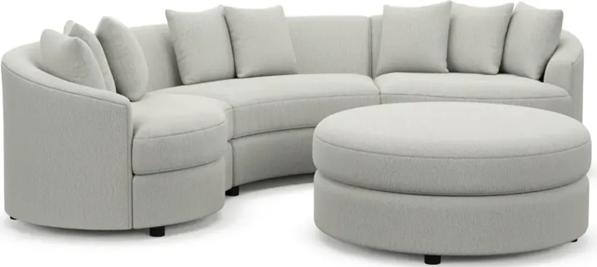 Allegra Foam Comfort 3-Piece Sectional and Ottoman - Oslo Snow